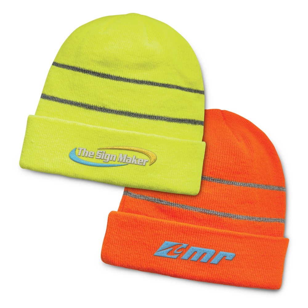 Headwear - Everest Hi-Vis Beanie with Embroidery - Great HiVis Colours ideal for the workplace