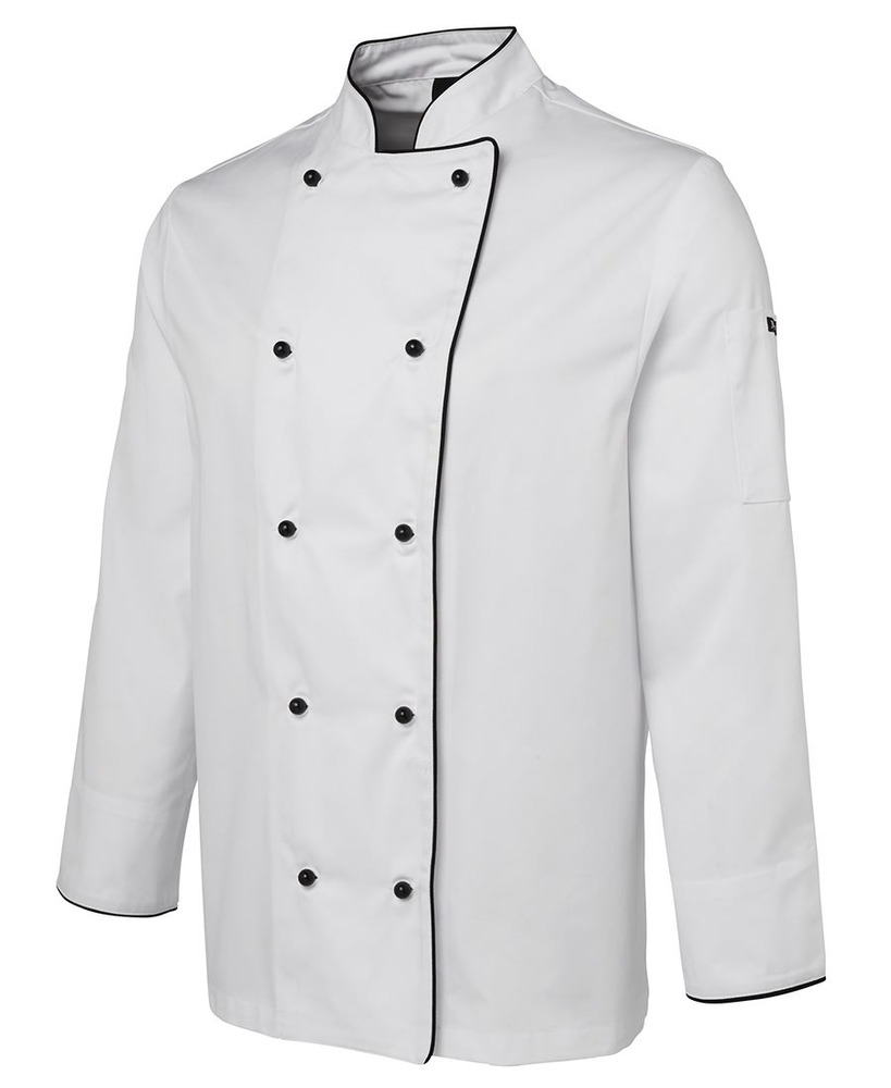 L/S Unisex Chefs Jacket 5CJ - White/Black Piping