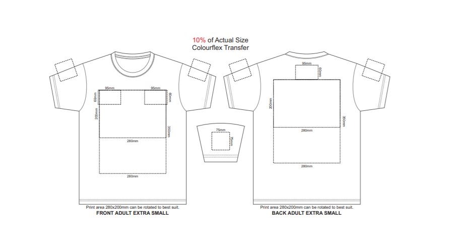 SOLS Sprint Unisex T-Shirt - SOLS Sprint Unisex T-Shirt print placement options: Colourflex Transfer