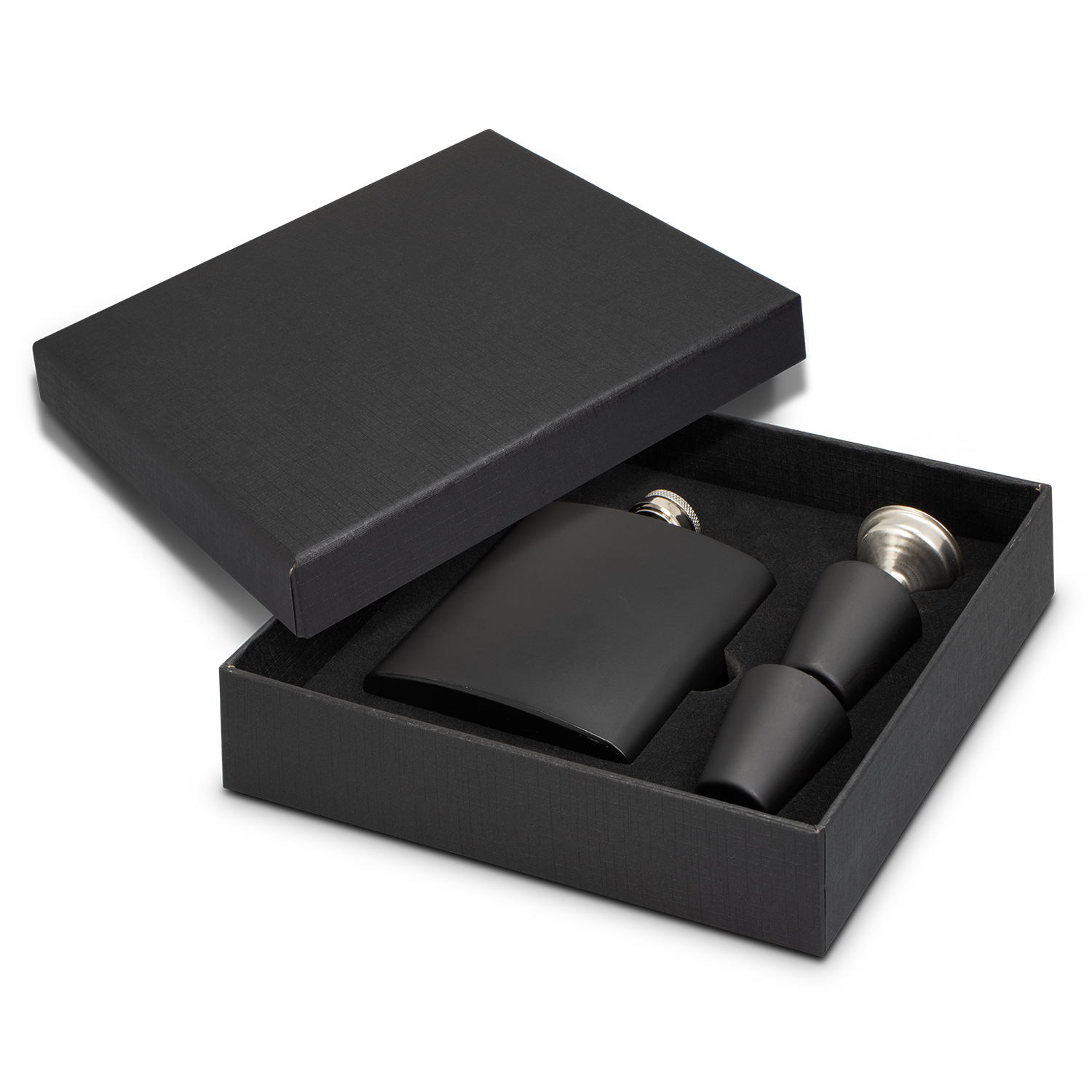 Custom Dalmore Hip Flask Gift Set  - Presented in a black or natural coloured Gift Box