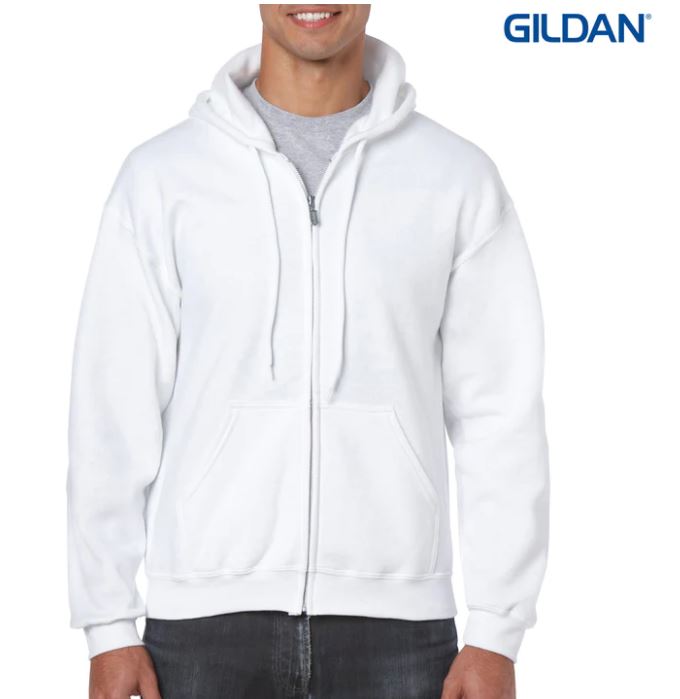 Gildan Heavy Blend Adult Full Zip Hooded Sweatshirt - White