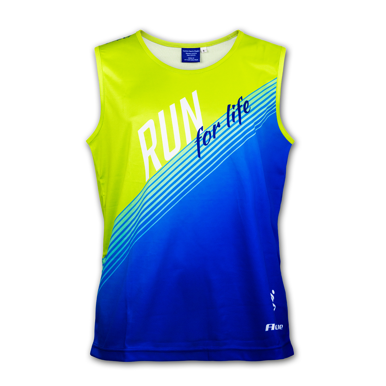 Custom Mens Sports Singlet - Sublimation Printed - Front of singlet - personalize with your  brand colours and logo!