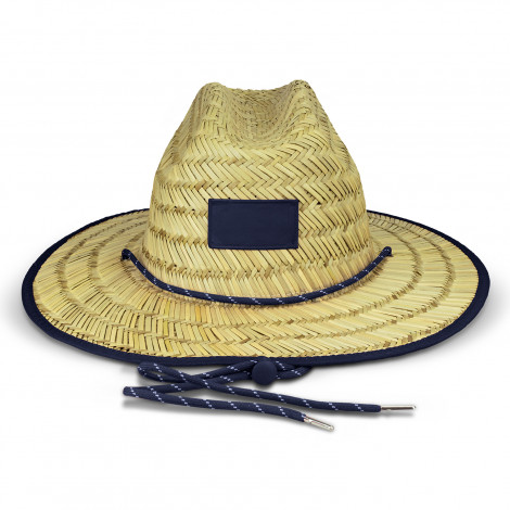 Wide Brim Straw Hat - Navy Blue