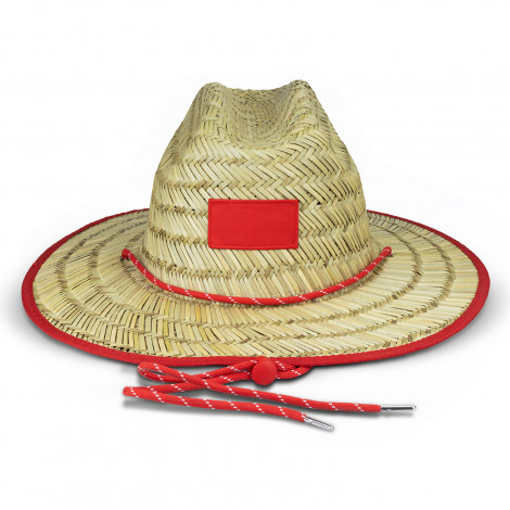 Wide Brim Straw Hat - Red